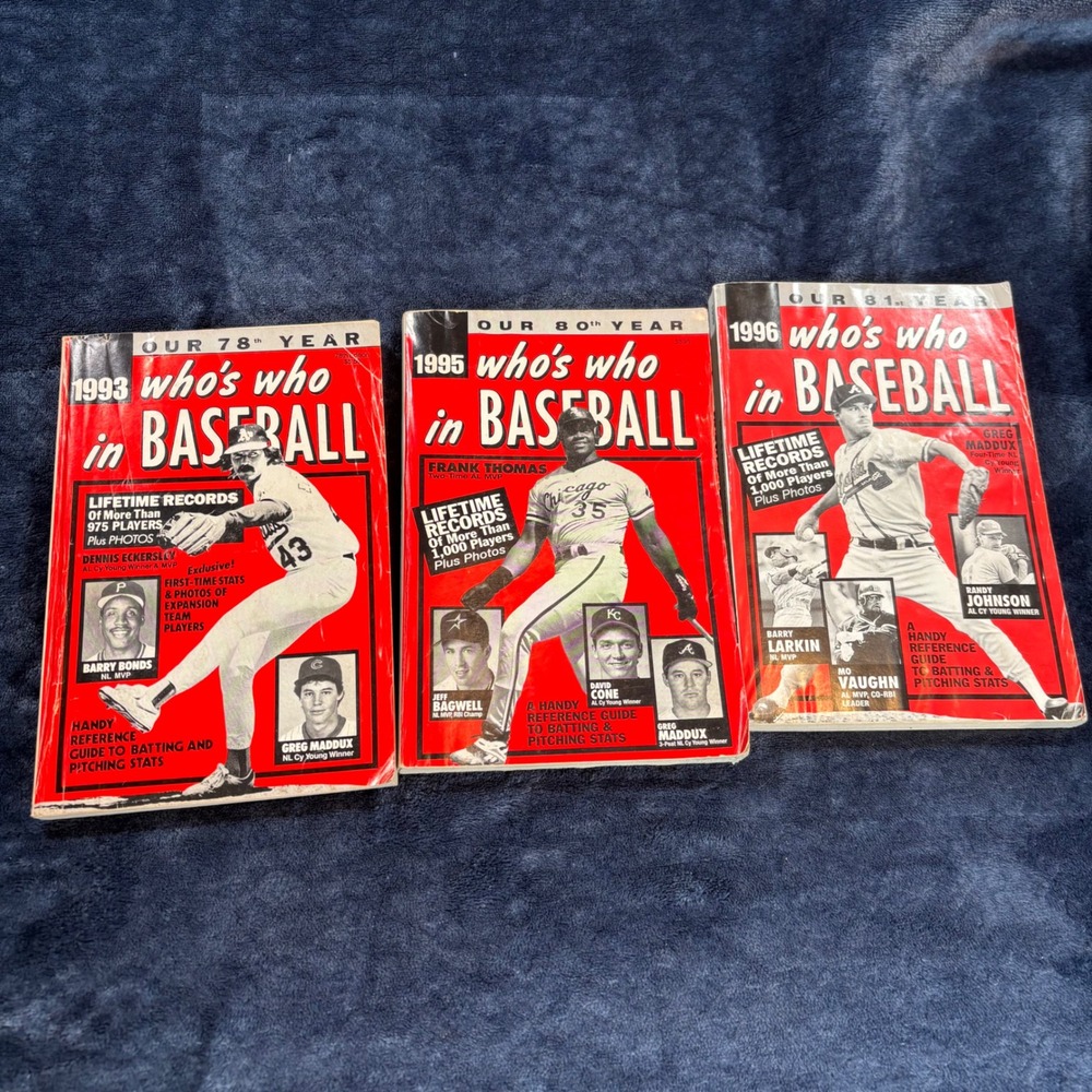 Vintage Who's Who in Baseball Magazine Lot 1993 1995 1996 Frank Thomas Maddux